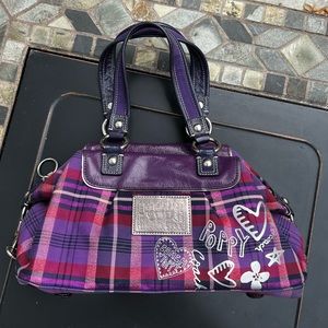 Coach Poppy Tartan Plaid Satchel Purse Bag & wristlet #15884